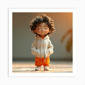 Little Boy With Curly Hair Art Print