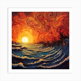 Sunset In The Ocean Art Print