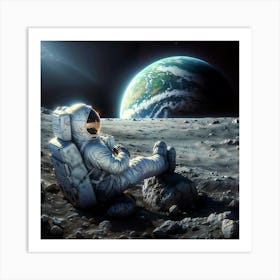 Astronaut On The Moon 2 Art Print