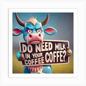 Angry Cow - Milk Coffee Art Print