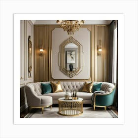 Gold And Turquoise Living Room Art Print