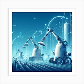 Robots In The Field 3 Art Print