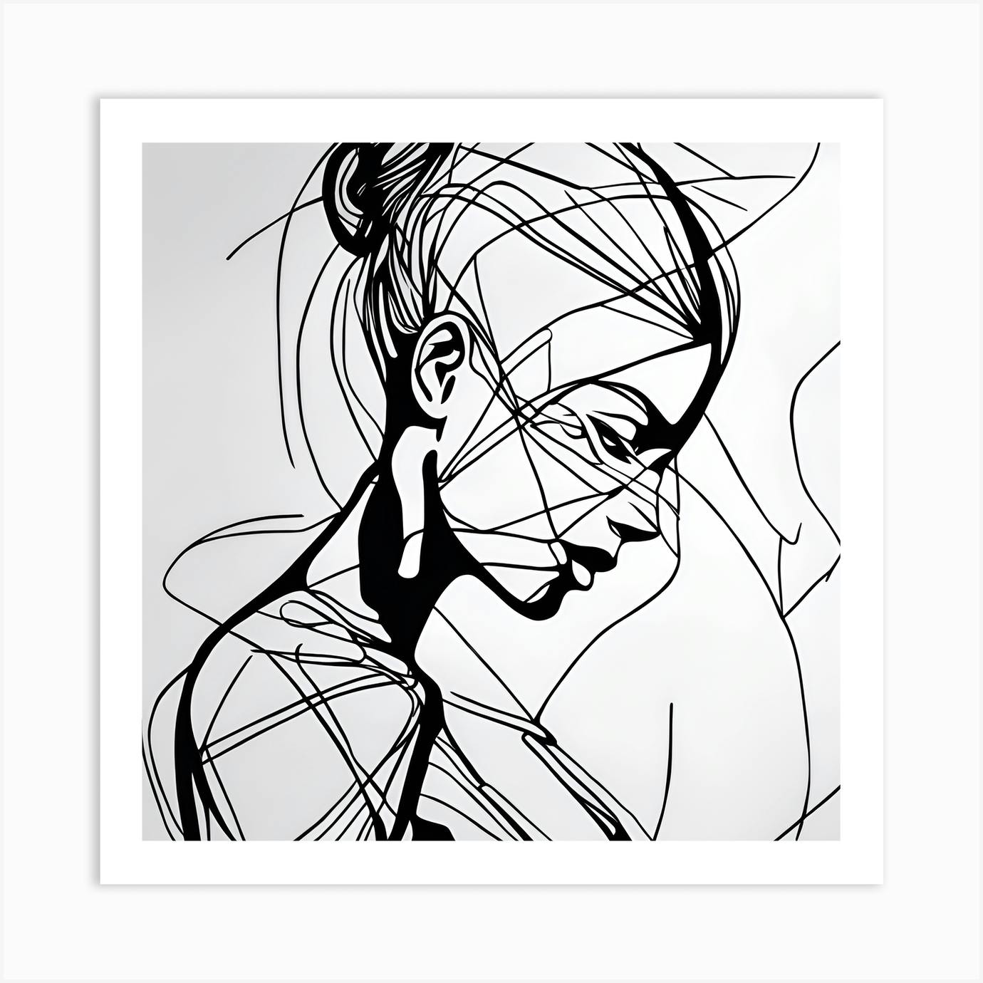 Abstract Line Art, Abstract Faces Drawing, Single Line Drawing, Minimalist  One Line Drawing by Mounir Khalfouf - Pixels