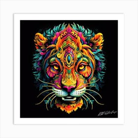 Wild Cat Of Africa - Psychedelic Tiger Art Print