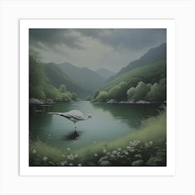 'Swan By The Lake' Art Print