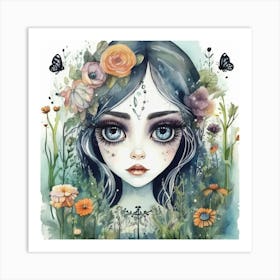 cute whimiscal gothic girl 3 Art Print