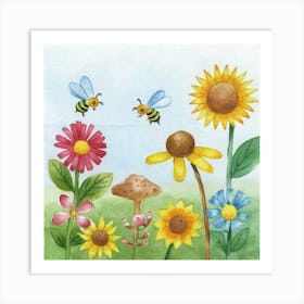 Beautiful Busy Bees Art Print