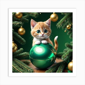 Christmas Kitten Art Print