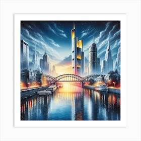 Frankfurt At Night Art Print