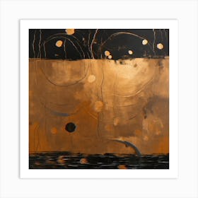 Orange And Black And Gold Wall Art Art Print