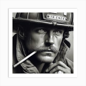 Pencil Fireman 1 Art Print