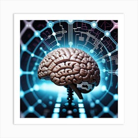 Brain With Artificial Intelligence Art Print