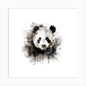 Panda Sketch With Ink Splash Effect 1 Art Print