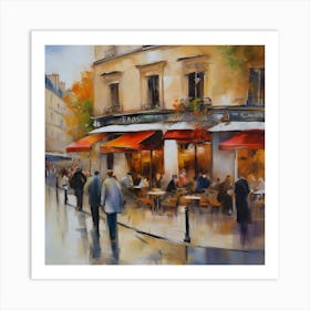 Cafe in Paris.spring season.Passersby. The beauty of the place. Oil colors.7 Art Print