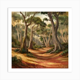 Tranquil Forest Reverie Twisted Trees And Rustling Leaves (3) Art Print