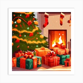 Christmas Tree With Presents 16 Art Print