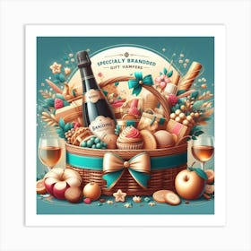 Illustration Of A Gift Basket Art Print