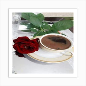 Coffee And Roses 1 Art Print