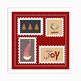 Christmas Stamps Christmas Time Art Print