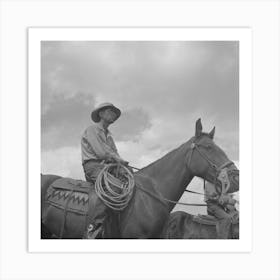 Big Hole Valley, Beaverhead County, Montana, Rancher On Horseback By Russell Lee Art Print