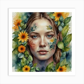 Sunflower Girl Art Print