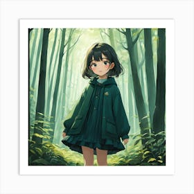Anime Girl In The Forest 1 Art Print