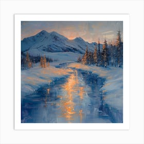 Sunset Over The River Art Print