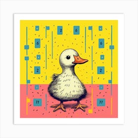 Geometric Colourful Duckling Pattern 2 Art Print