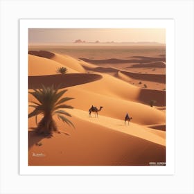 Camels In The Desert 6 Art Print