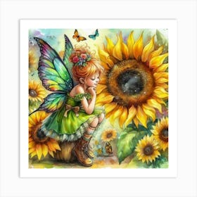 Sunflower Fairy Art Print