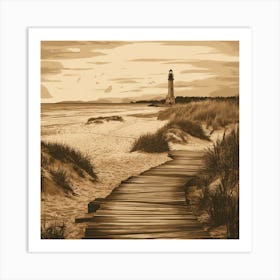 Lighthouse On The Beach Art Print