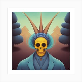 Skull With Horns Art Print