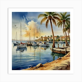 Marina At Sunset Art Print