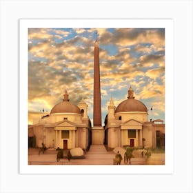 Piazza del Popolo Rome At Sunset Art Print