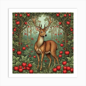 Deer In A Magical Forest The Serene Woodland Art Print