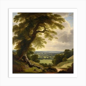 Tree In A Valley Art Print