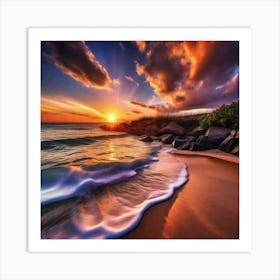 Sunset On The Beach 442 Art Print