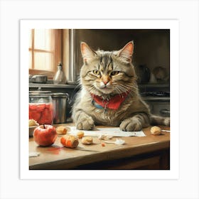 Cat On The Counter Art Print