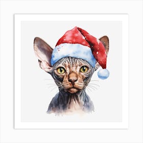 Sphynx Cat In Santa Hat 4 Art Print