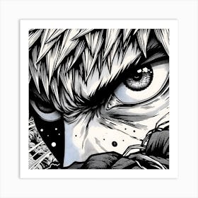 Japanese character close up, black and white Art Print