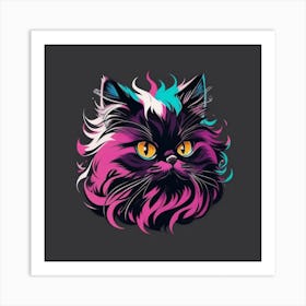 Cat With Colorful Hair Art Print