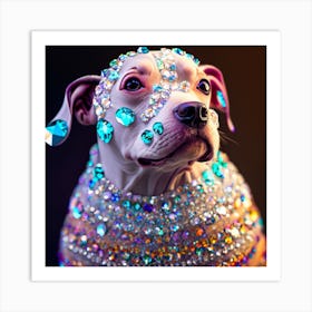 Dog With Jewels Art Print