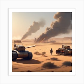 Tank In The Desert 8 Art Print