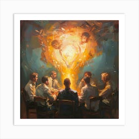 A Team Brainstorming Oil Painting Illustration 1718666037 1 Art Print