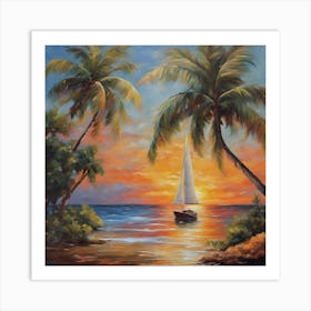 Sunset Sailboat Art Print