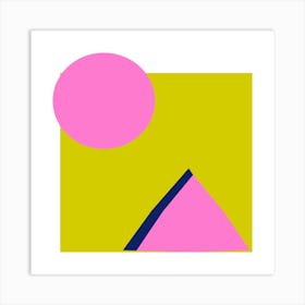 Lime And Pink Square Art Print