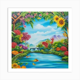 Tropical Landscape Painting 2 Art Print