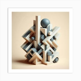 Abstract Sculpture With Geometric Shapes (2) Art Print