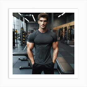 Muscular Man In Gym 4 Art Print