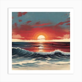 Sunset Over The Ocean Canvas Print Art Print